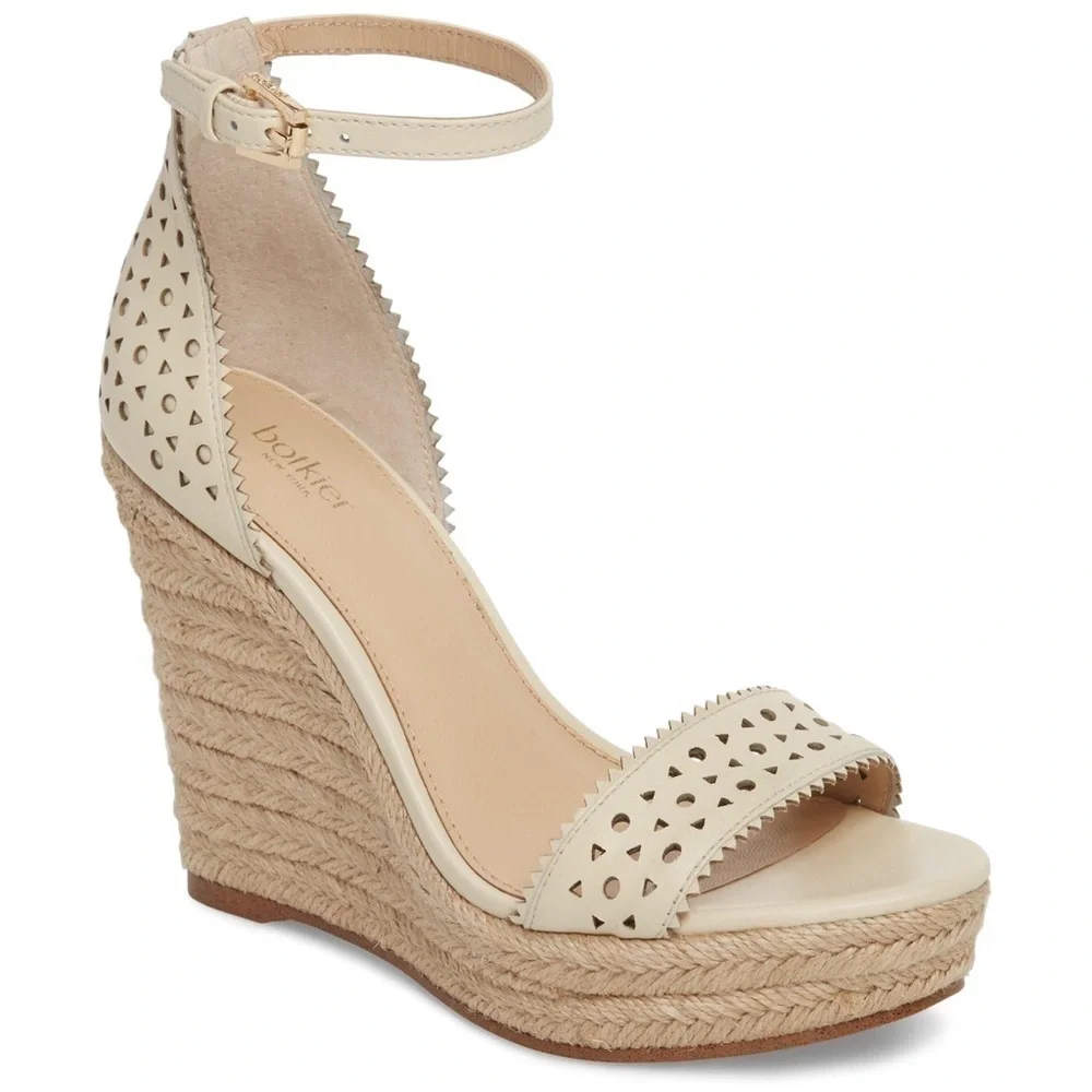 Botkier Jamie Preforated Leather Espadrille Wedge Sandal Size 10